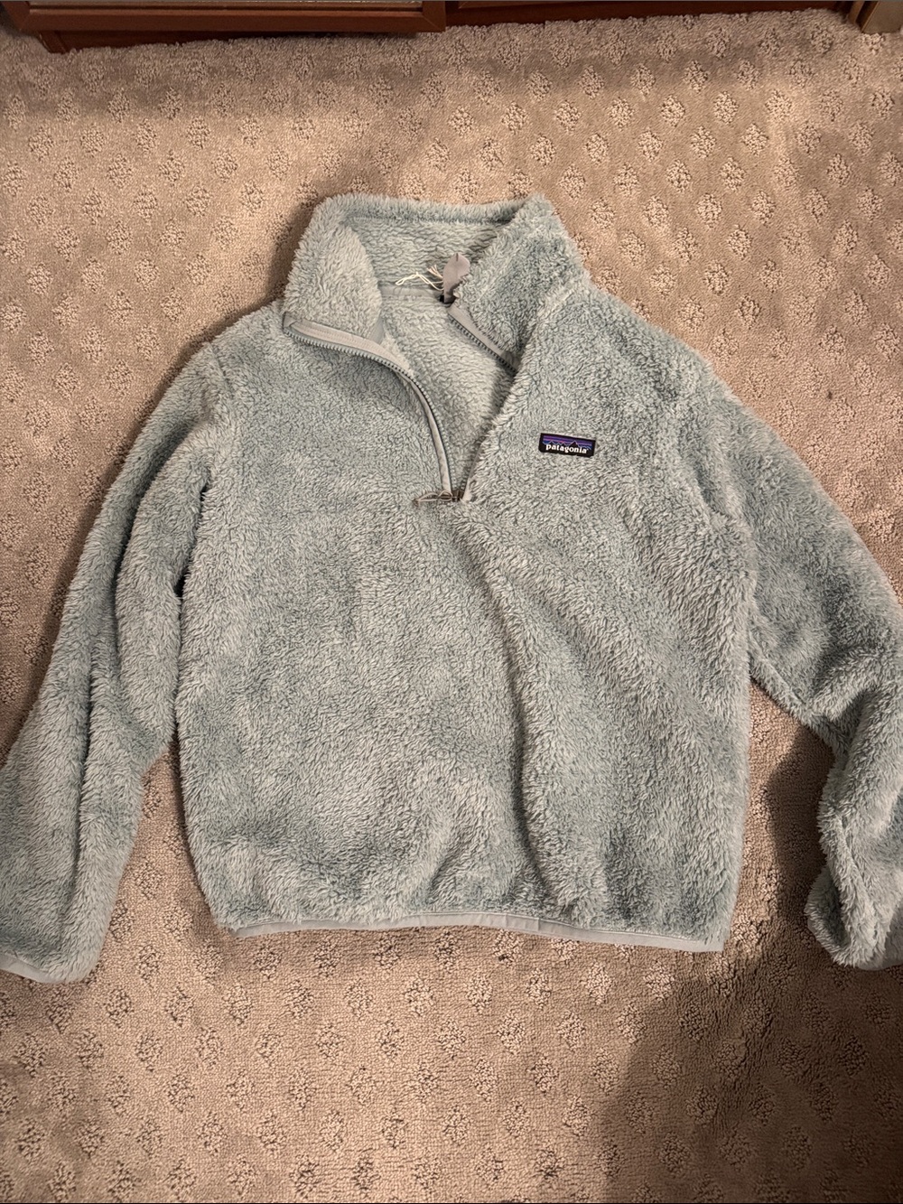 Patagonia Light Blue Plush Quarter-Zip Sherpa Pullover